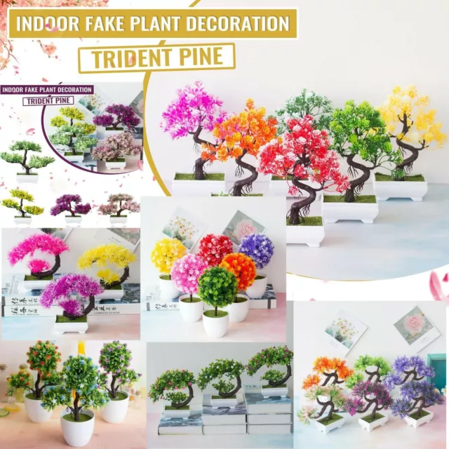 Mini Artificial Plants Bonsai Simulated Tree Fake Flowers Table Potted Ornament◁