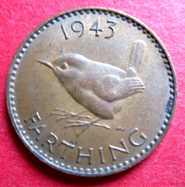 Britain  Perfect Year Celebration Date 1943 One Wren Farthing Coin Birthdays Ect