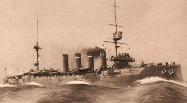 British Royal Navy RPPC Photo HMS Carnarvon Cruiser  'Bas-Relief' c.1910s