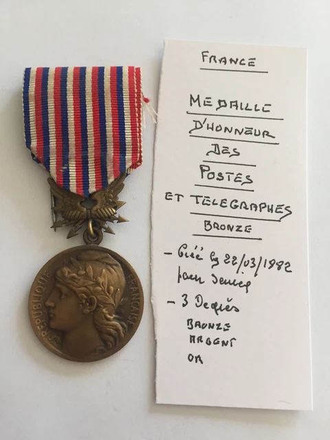 Médaille Des Postes 1er Type, Attribuée En 1898 - Bronze, Graveur Tasset - Collection Philatélie