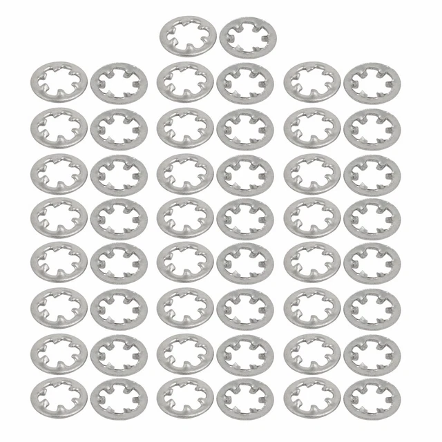 3mm Int. Dia acier inox Int. Dent Rondelle Serrage Argenté 50pc