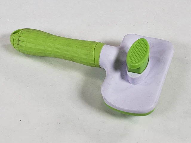 Green Dog Cat Grooming Fur Comb Shedding Hair Slicker Self Cleaning Brush