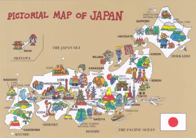 Japan, PICTORIAL Map of Japan, Eine Karte Von Japan - One 1 Card - # 291