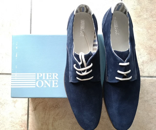 SCARPE PIER ONE blu in pelle 45 Nuove EUR 129,90 - PicClick IT