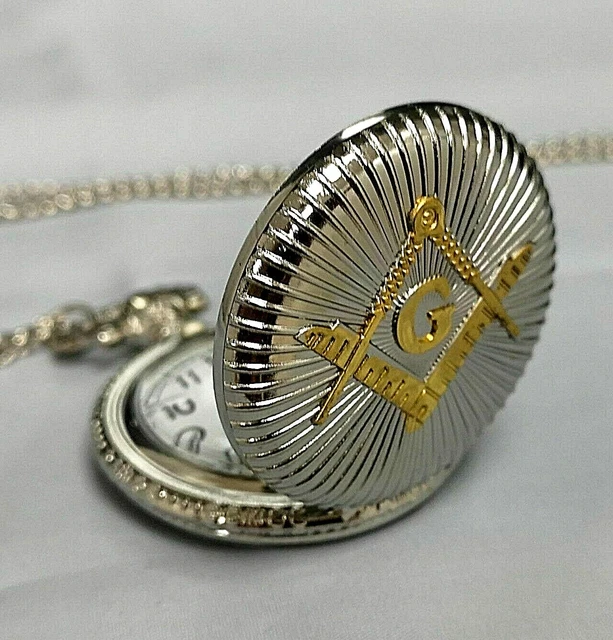 MASONIC MASONS GOLD & Silver Fob Pocket Watch Chain Necklace Regalia