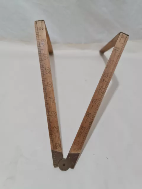 Vintage Rabone Chesterman No 1162 Folding   with brass 36 inch/cm    Ruler.