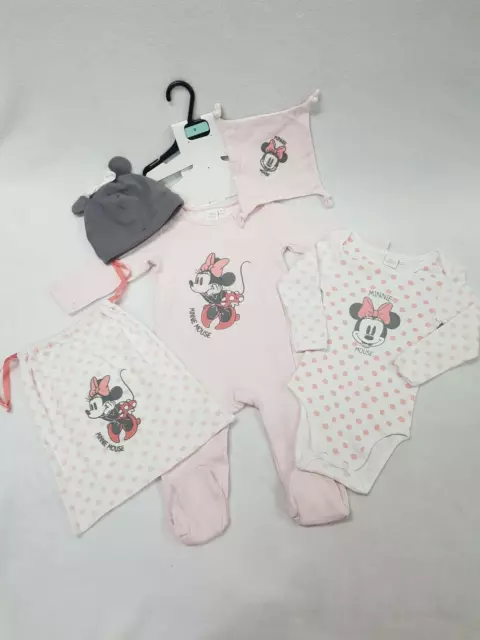 DISNEY lot bébé pyjama, body, bonnet, doudou et sac MINNIE 9 mois (71 cm) rose