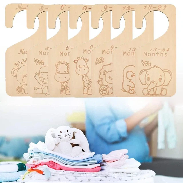 7pcs Set Wooden Baby Closet Dividers Baby Wardrobe Partition Organizer O1R3