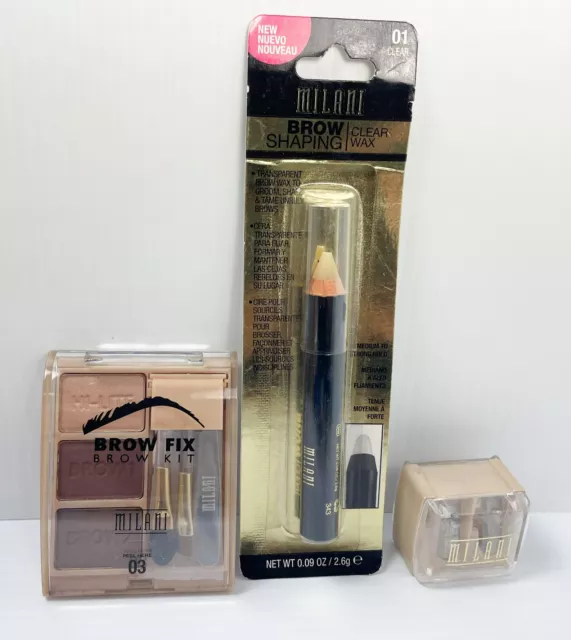 NEW Milani BROW FIX Brow Shaping Kit - 03 Dark+ BONUS Brow Shaping Wax Pencil