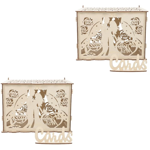 2x Legno Rustico Delicato Nome Matrimonio Carte Scatola Carte Regalo Scatola Carte