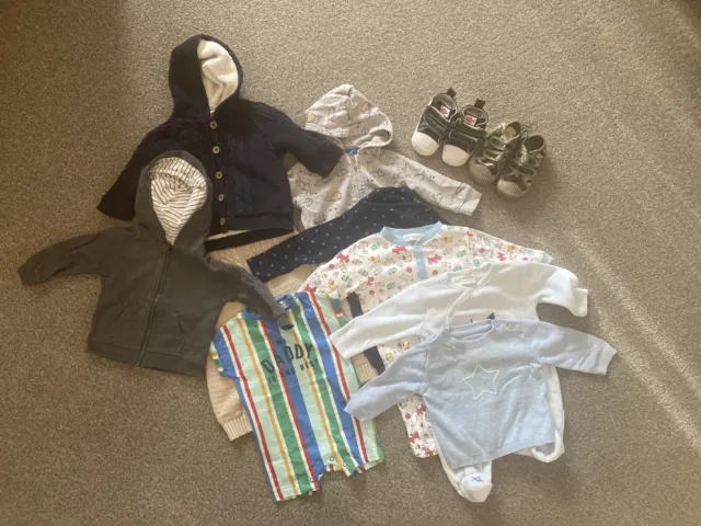 Job Lot Bundle Of Used Baby Boys Clothing and shoes - 3-6 Months Excellent Con.