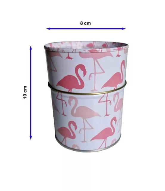 3 x Vorratsdose Blechdose Metalldose Rund Flamingo Motiv Ø 8cm 3