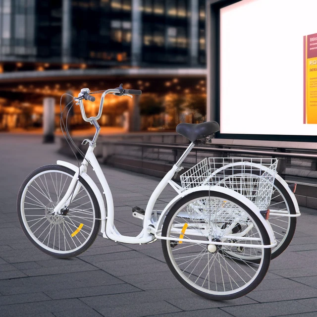 UHDUIG 26 Zoll Dreirad Für Erwachsene - 6 Gang Einkaufsfahrrad Mit Korb