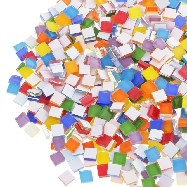 100 Mixed Colour Mosaic MIRROR Tiles 1cm X 1cm X 0.4cm 3