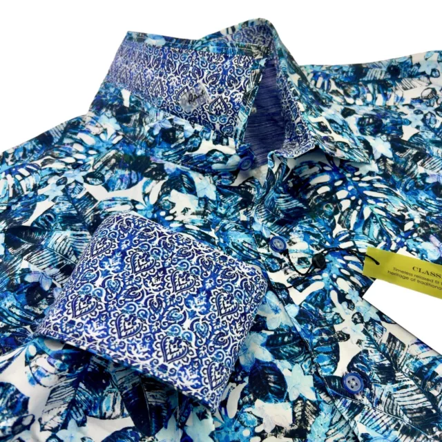 Robert Graham Floral Paisley Print Geometric Spades Ribcage Sport Shirt 2XL