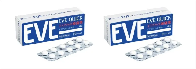 2 cajas EVE QUICK 40 tabletas para alivio del dolor de cabeza Japón