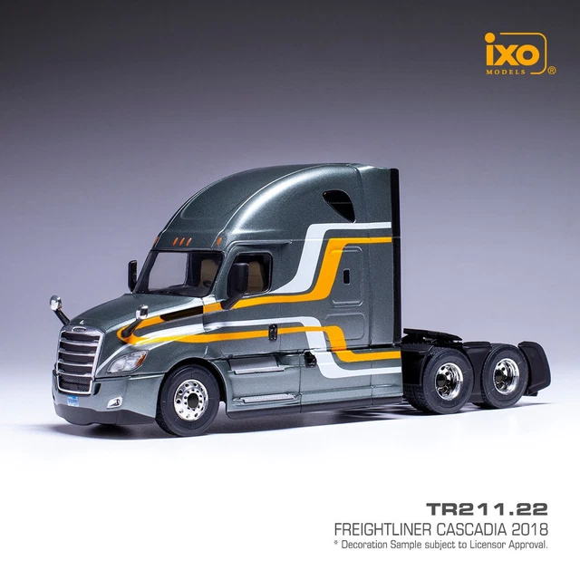 Ixo 1/43 Scale TR211.22 - 2018 Freightliner Cascadia Truck - Grey/Orange/White - R.M.Toys Ltd
