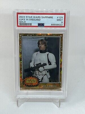 2022 Topps Star Wars Sapphire Luke in Disguise! Gold Parallel 07/15 PSA 9