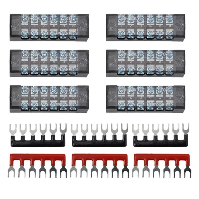 Vis Terminal Blocs Lot Avec Bandes 600V/15A 6 Position Double Rangée Buss