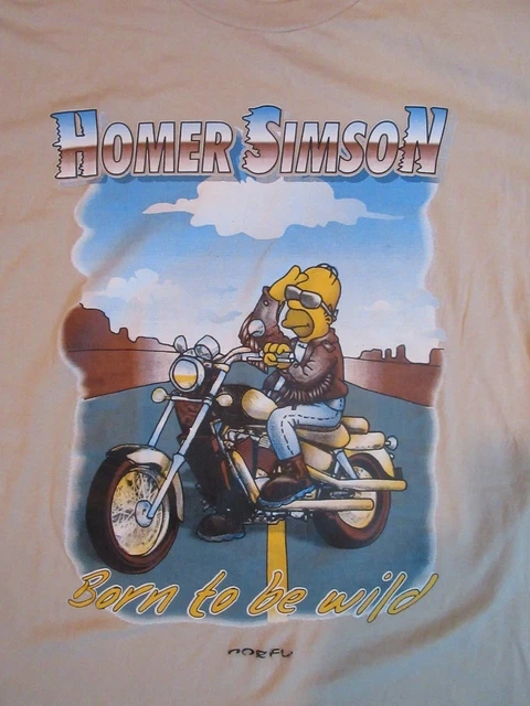 THE SIMPSONS RARE bootleg Homer Simson Biker Motorcycle Bart Shirt XL ...