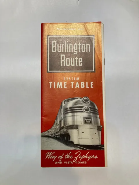 Burlington Route Time Table Zephyrs Vista Domes 1964 Railroad Train