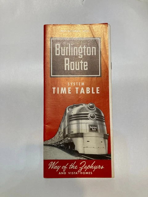 Burlington Route Time Table Zephyrs Vista Domes 1964 Railroad Train