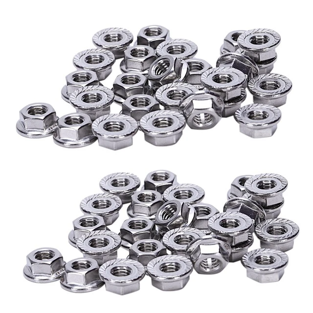 50 pezzi 304 flangia frastagliata acciaio inox dadi esagonali metrici M6 M7R6