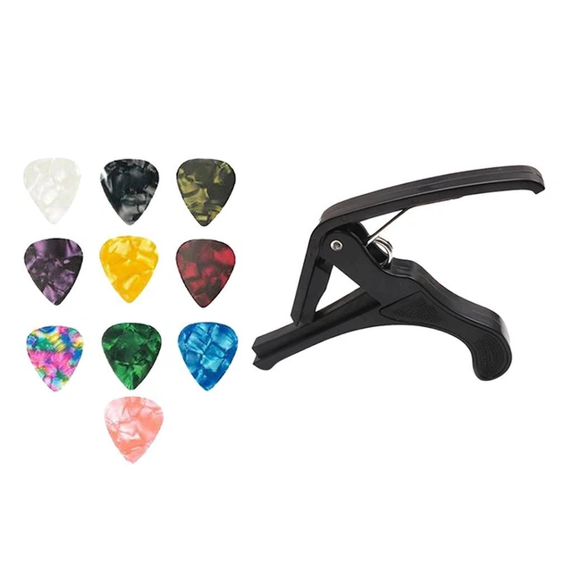 Capodastre Guitare Métal - Pour Guitare, Ukulélé, Banjo - Avec Porte-Médiator Et Sac - Multicolor