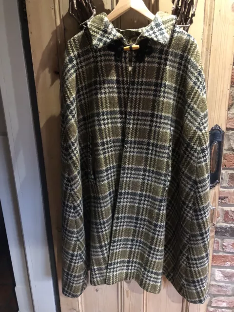 Womens Vintage Dripsey Ireland Long Wool Check Cape Cloak Tweed Size 10- 16 50s 2