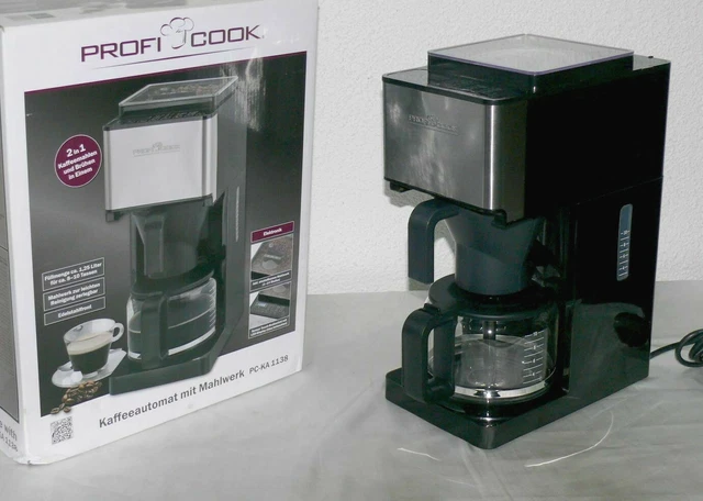 ProfiCook PC-KA1138 Kaffeemaschine Mahlwerk Filter 1x4 Glaskanne 1,2L Timer LCD