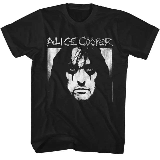 Alice Cooper Mens T-Shirt Face and Logo Official Heavy Metal Music  Black