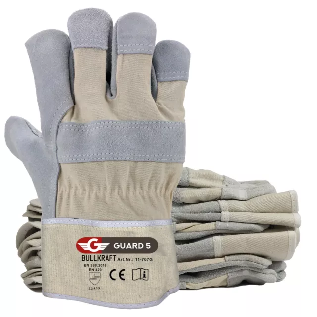 3-70 Paar Arbeitshandschuhe Leder Gr. 9 Rindspalt Handschuhe - Profi-Qualität