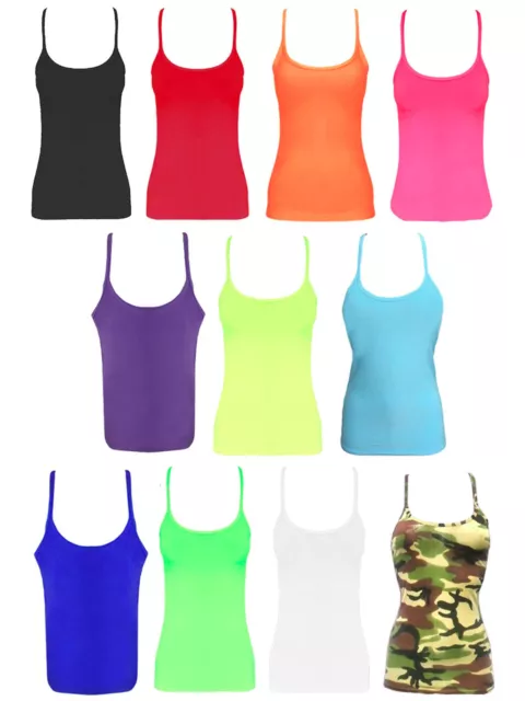 Kids Girls Plain Sleeveless Neon Microfiber Casual Gym Dance Vest Racer Top