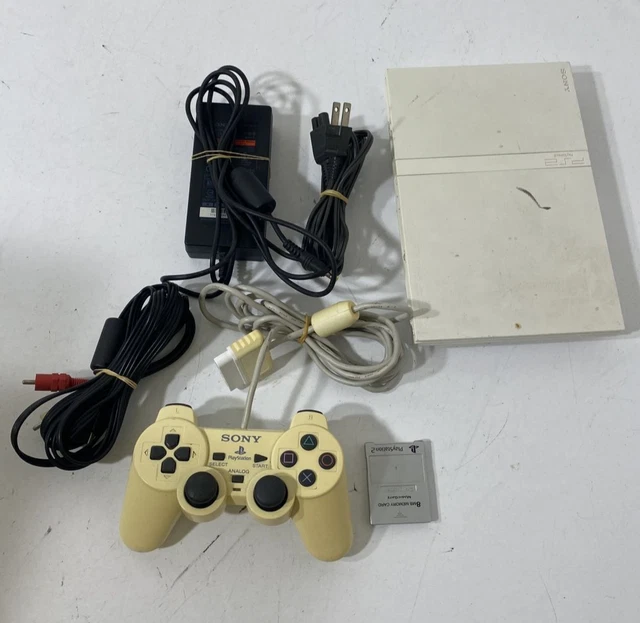 Sony PS2 Slim Blanche SCPH-75000 – NTSC-J, Avec Manette Et Câbles