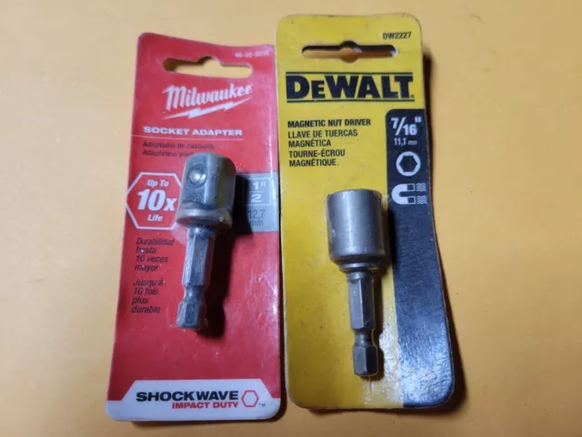 Milwaukee 48-32-5034 & DEWALT DW2227 Socket Adapters-  NEW