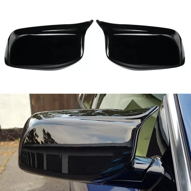 2x Spiegelkappen Außenspiegel Schwarz Glanz für 03-08 BMW E60 E61 E63 E64 M-Stil