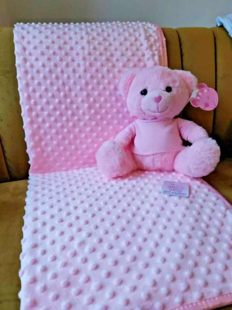 Personalised Pink Teddy Bear & Blanket Baby Name Gift Set Birthday Embroidered