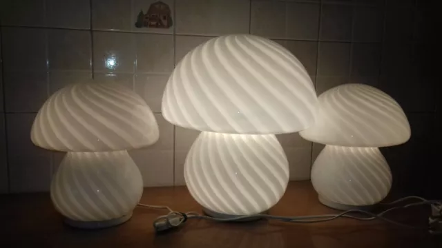 PARTICOLARE TRITTICO LAMPADE fungo Murano spirale vintage trio glass  mushroom EUR 1.590,00 - PicClick IT