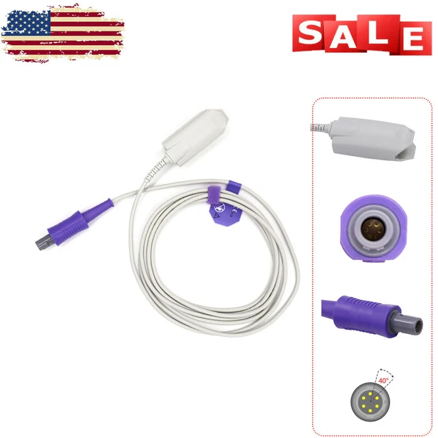 Adult Reusable SpO2 Sensor Probe - 10ft Cable For CONTEC, Mindray, Edan Monitors