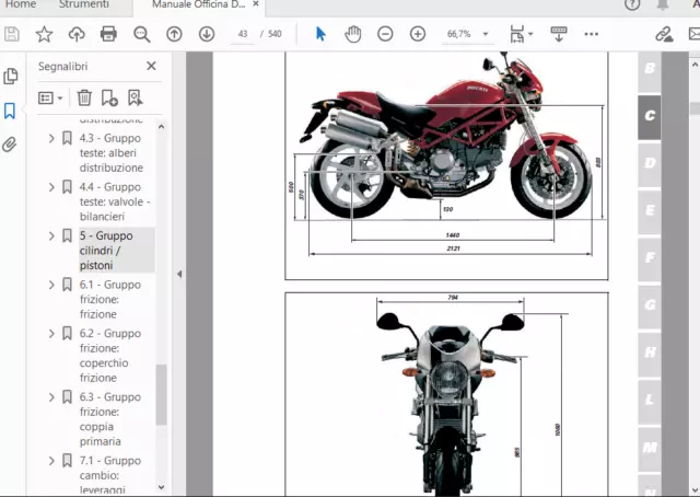 Manuale Officina Ducati Monster S2R 1000 ITALIANO 540 Pagine PDF anno 2006