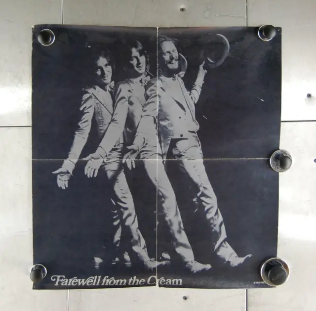VTG Farewell From Cream Music Band 1977 Promo Poster Rock Eric Clapton 23" x 23"