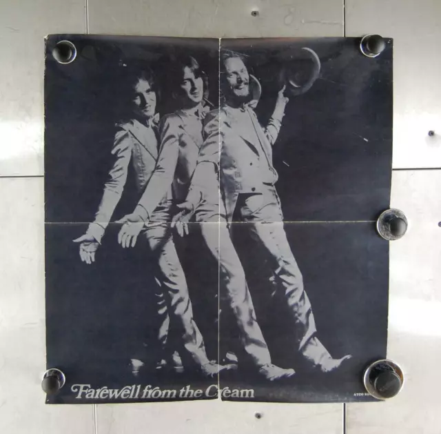 Vtg Farewell Von Creme Musik Band 1977 Promo Poster Rock Eric Clapton 58.4cm x