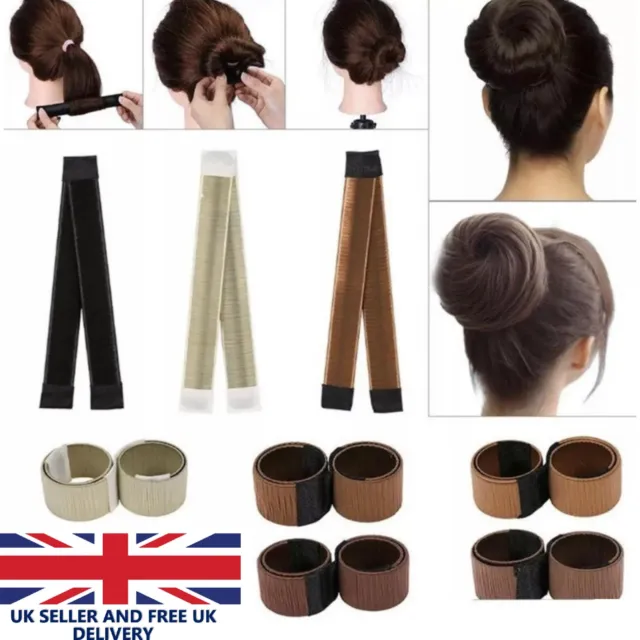 Magic French Twist Hair Bun Maker Bands Easy Snap Tool Former DIY Styling Donut