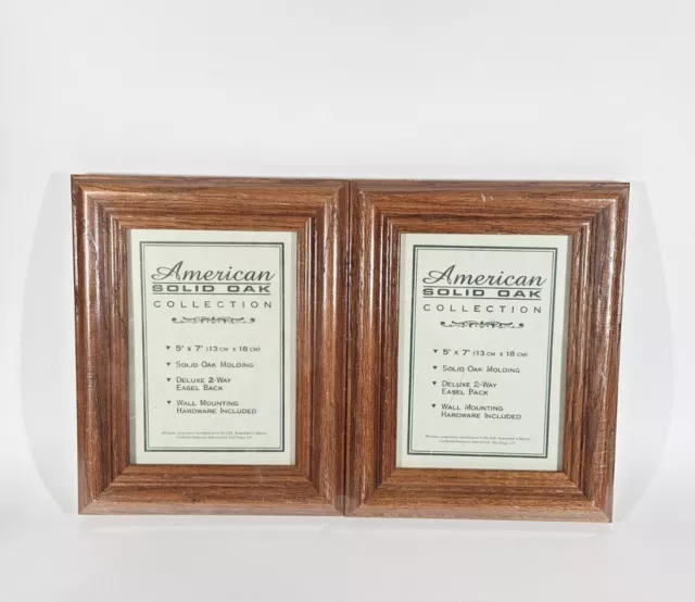 American Solid Oak 5x7 Picture Frame 2 Way Easel Back NEW Photo Holder Set of 2