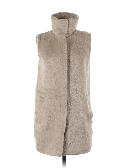 Theory Women Brown Faux Fur Vest P Theory Women Brown Faux Fur Vest P