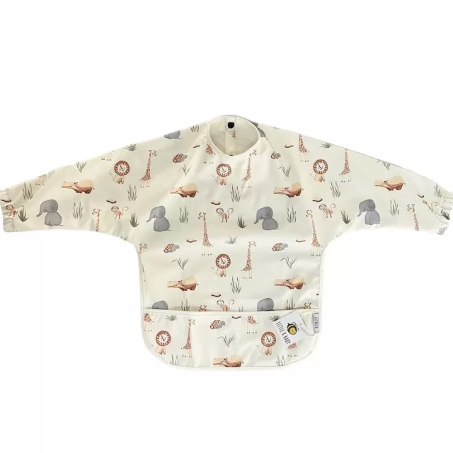 Safari Animal Long Sleeve Baby Bibs Toddler Weaning Feeding Apron Waterproof