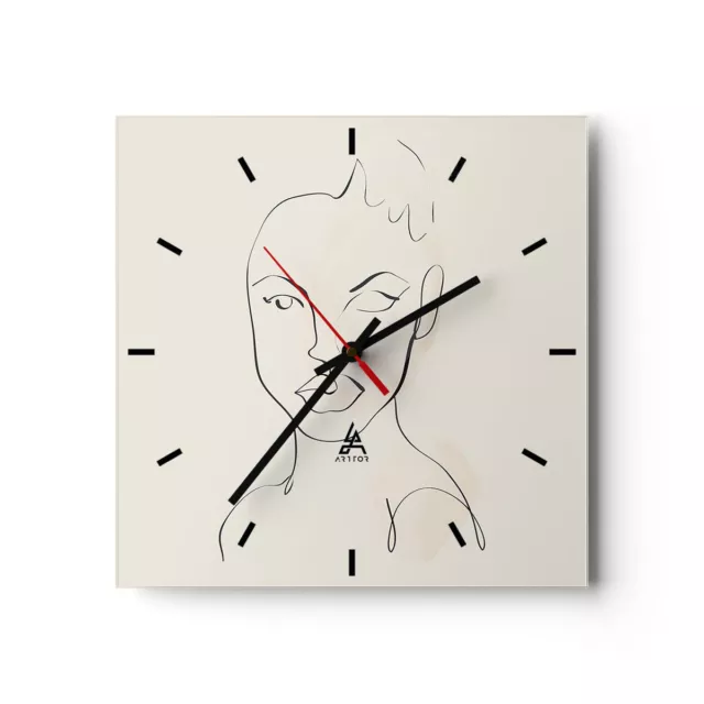 Reloj de Pared 30x30cm Reloj de Vidrio Retrato Afro Boceto Silencioso Decorativo