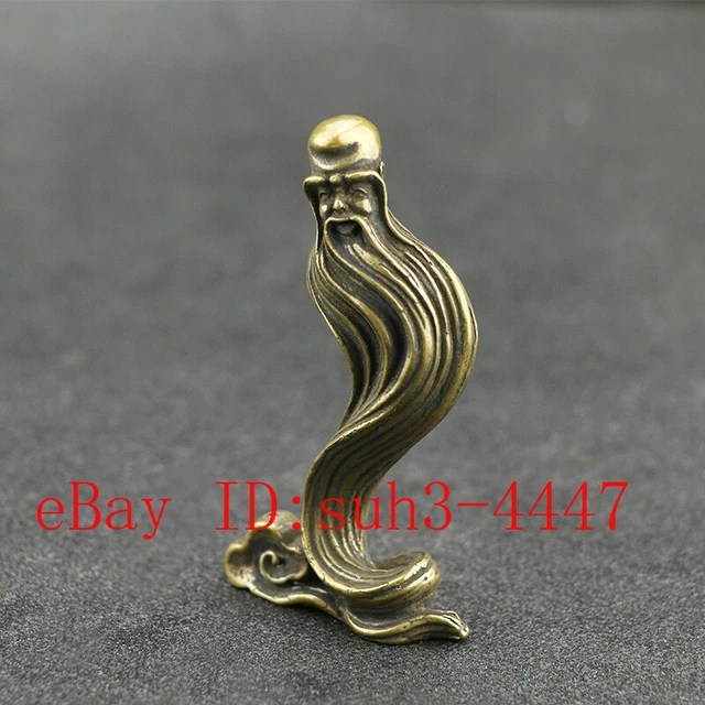 Chinese Copper  Brass The God of Longevity Small Fengshui Statue  Ornament