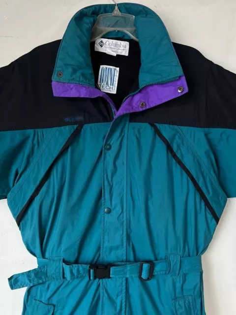 Columbia Snow Suit Mens Medium Omni Tech Waterproof Breathable Teal Coveralls 3