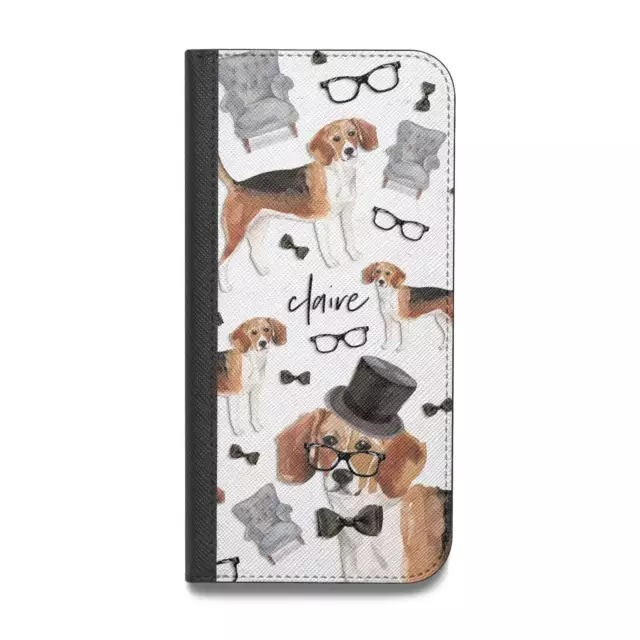 Personalised Beagle Dog Vegan Leather Flip Samsung Case Cover for Samsung S23 S2